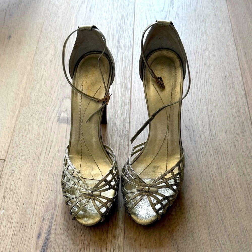 Kate Spade Gold Strappy Heels